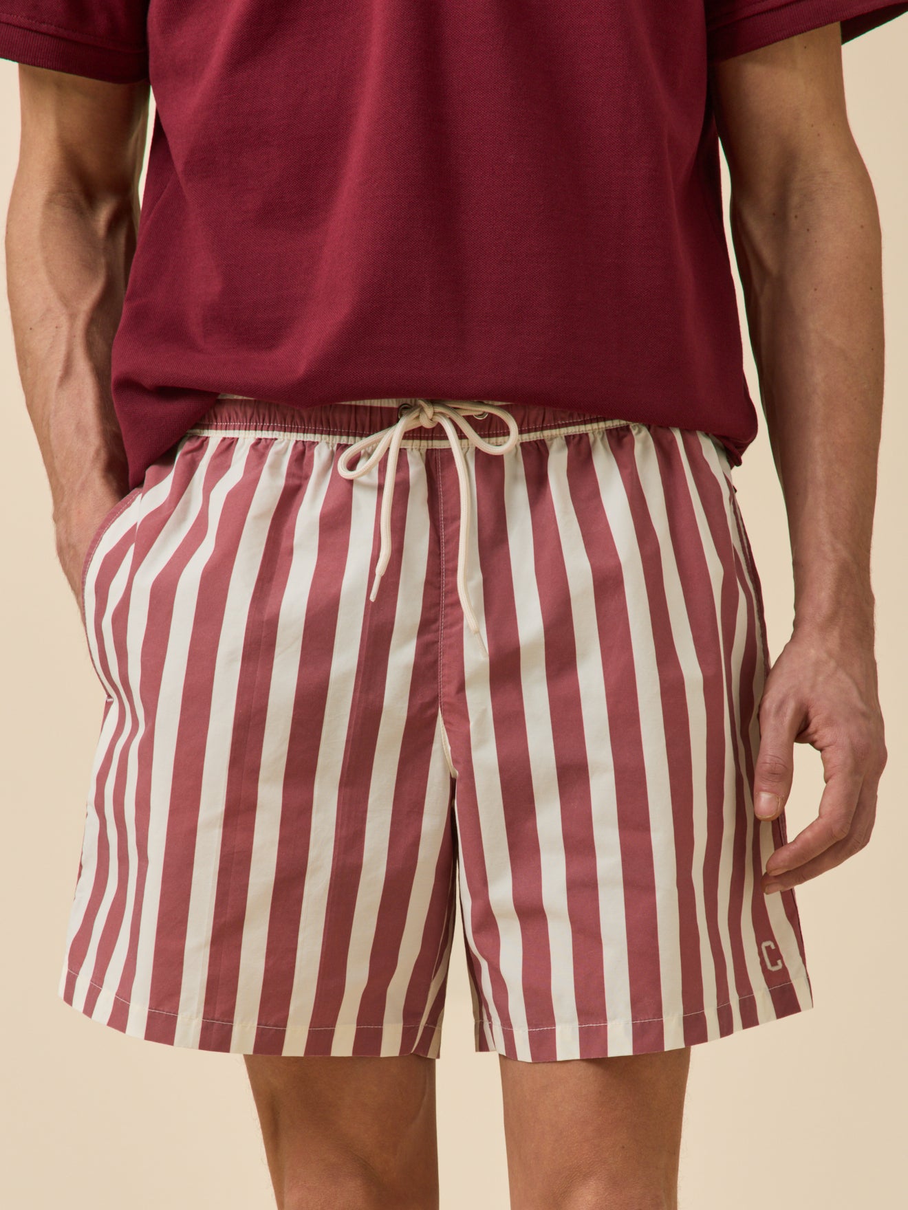 Short de bain rayé homme
