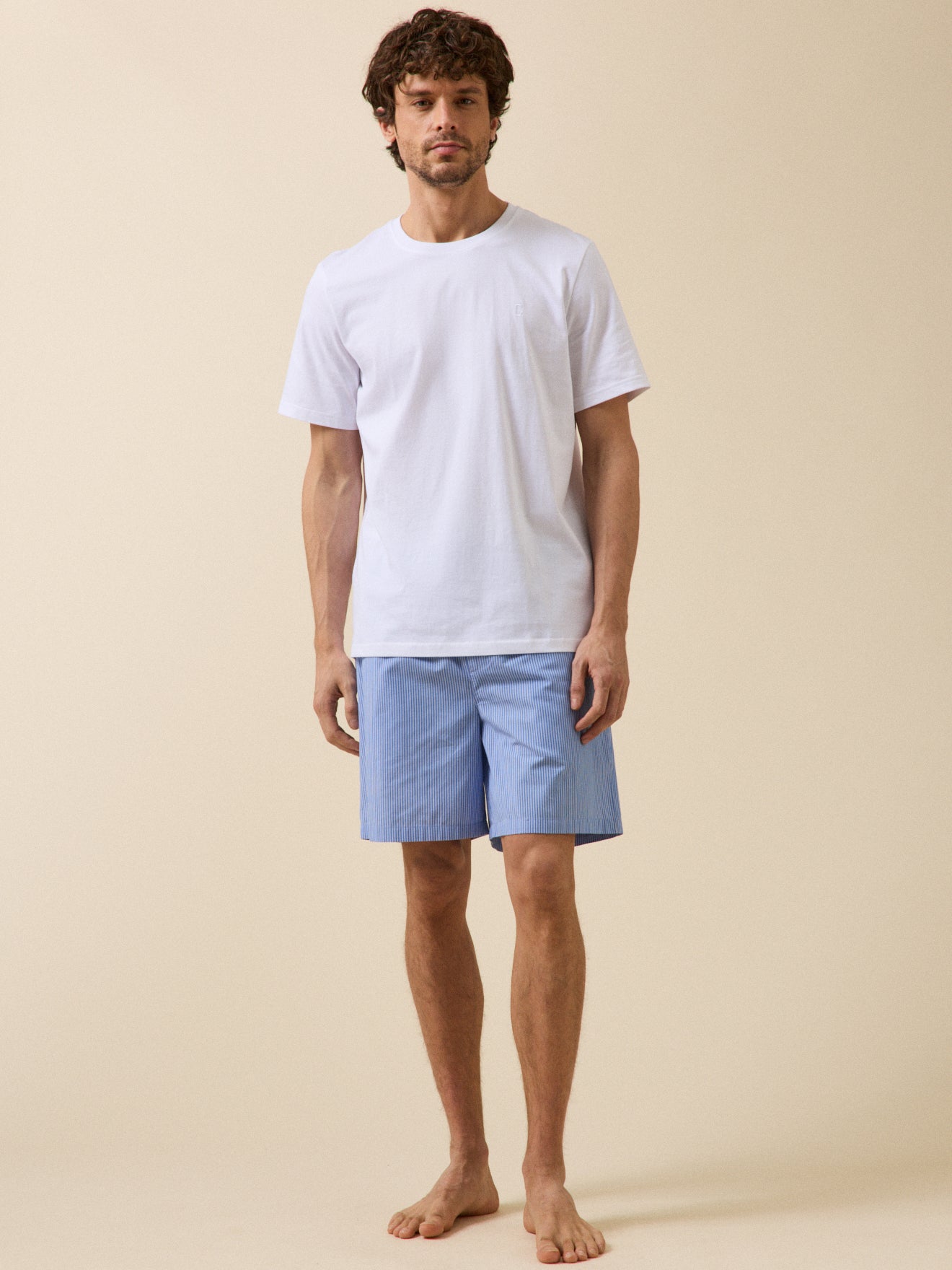 Pyjama short bi-matière homme