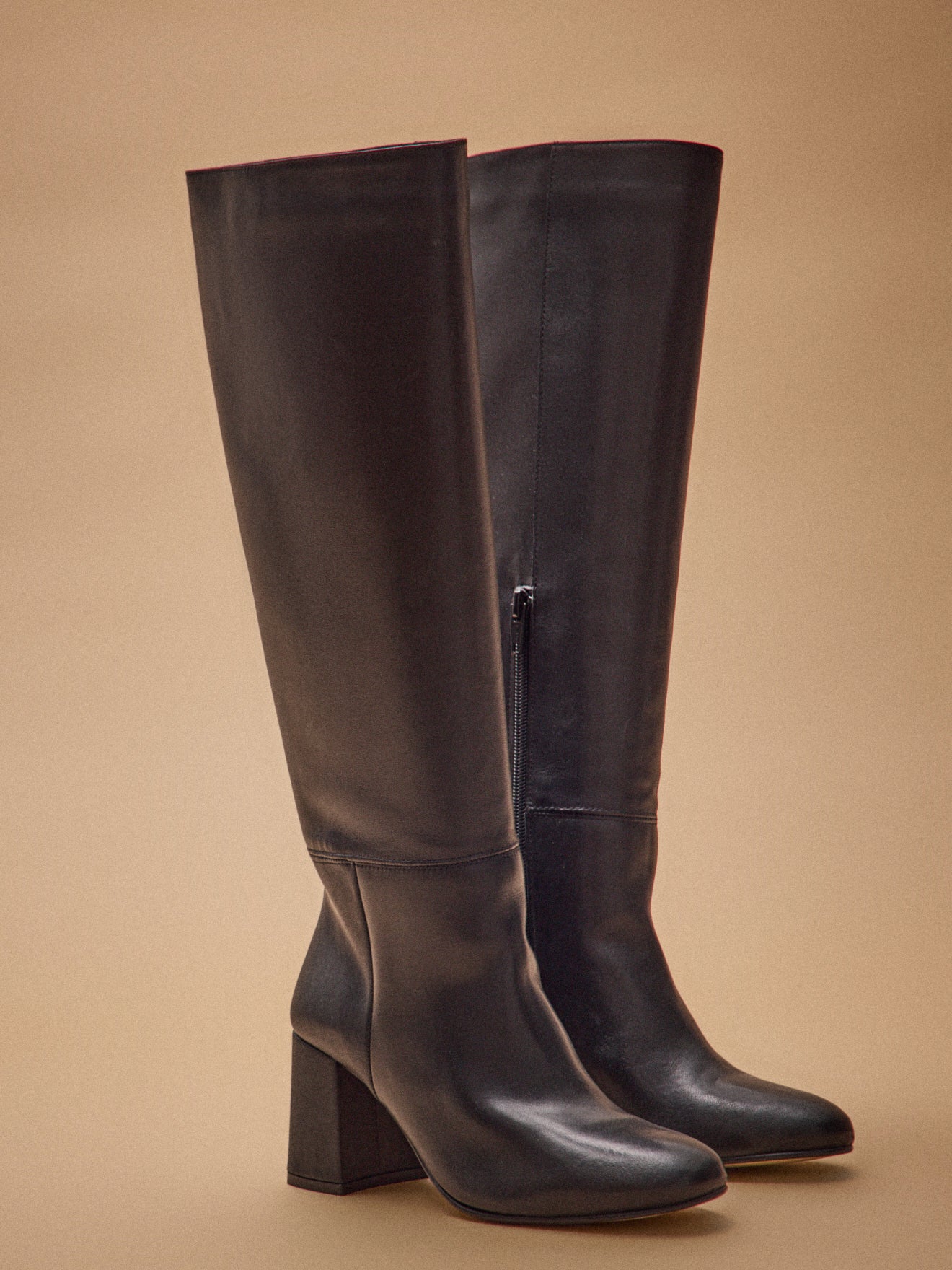 Bottes à talon cuir lisse femme