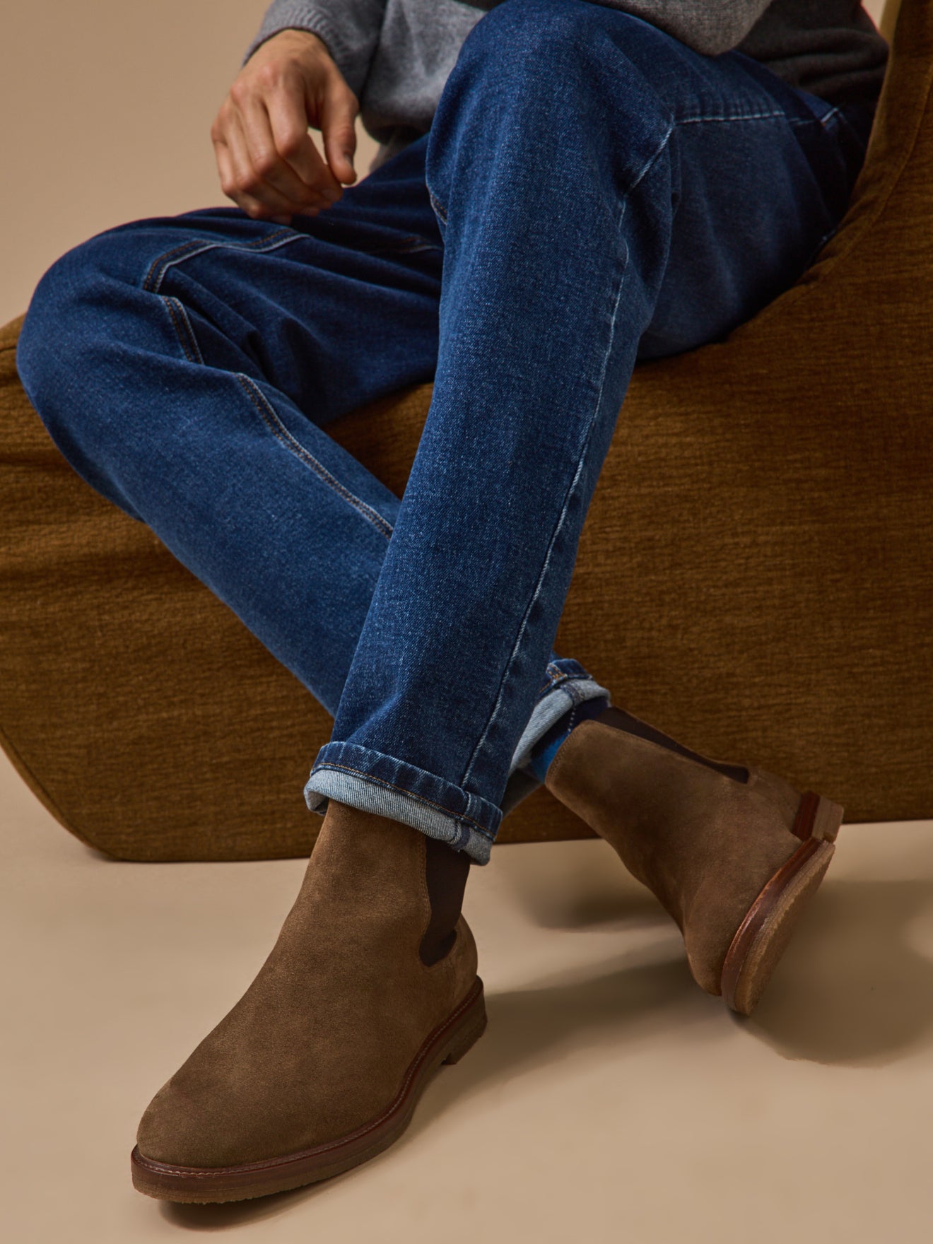 Boots chelsea cuir velouté homme