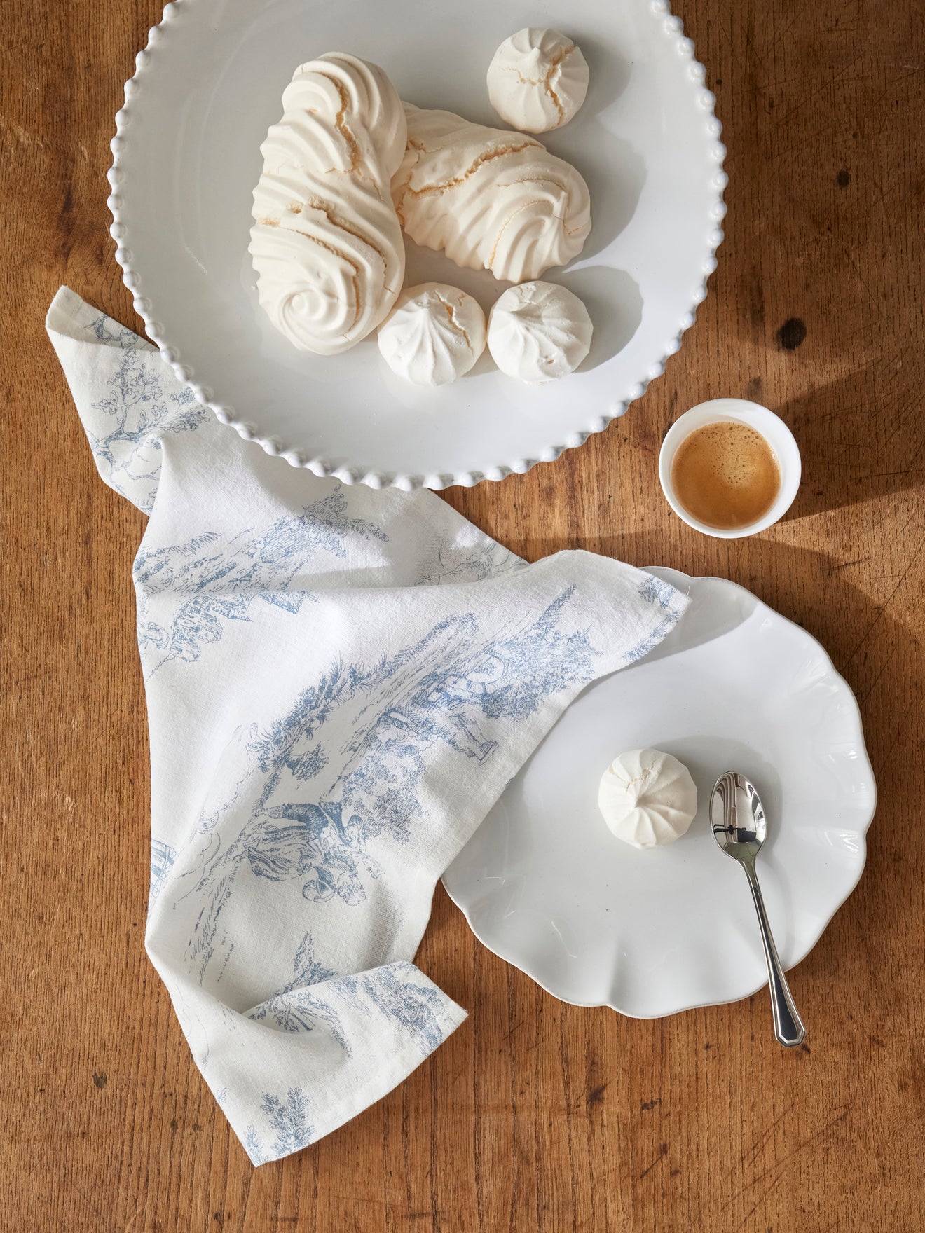 Serviette de table esprit jouy en coton tramé par lot de 4