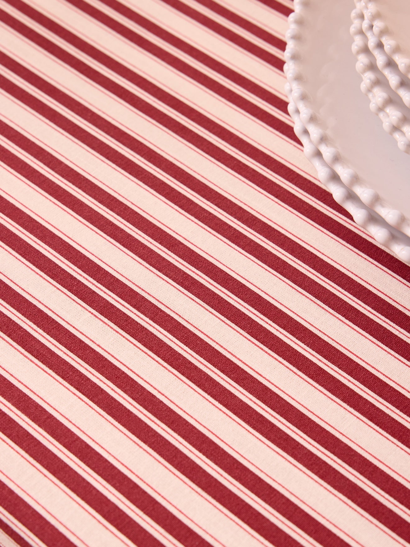 Nappe rayée en coton tramé