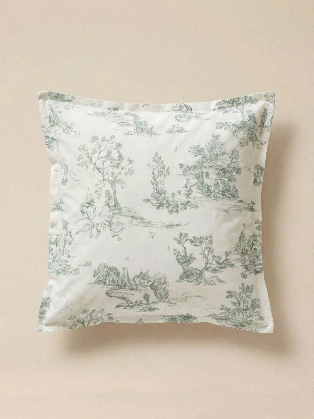 Taie d'oreiller percale de coton "Esprit toile de Jouy"