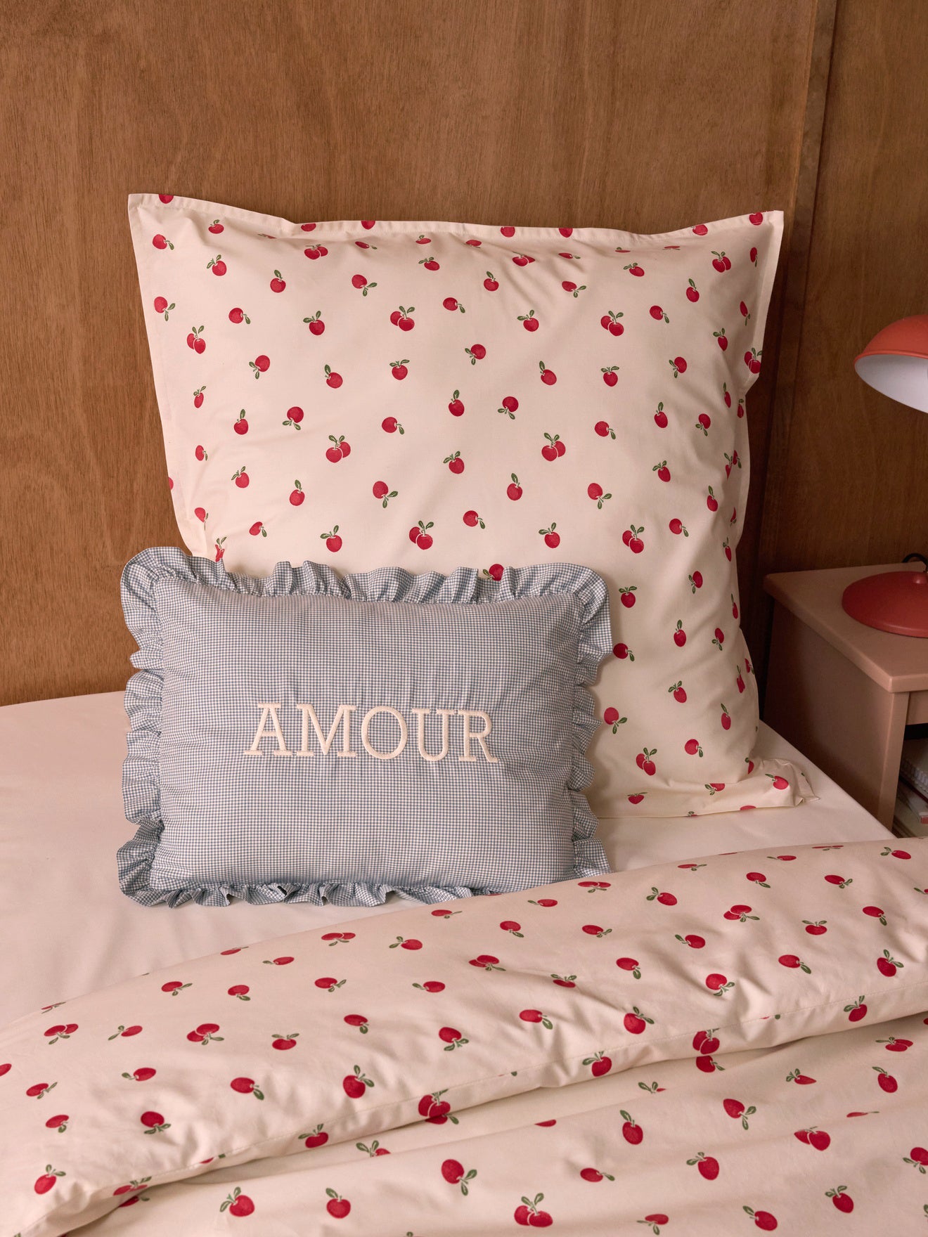 Coussin "Amour" imprimé vichy