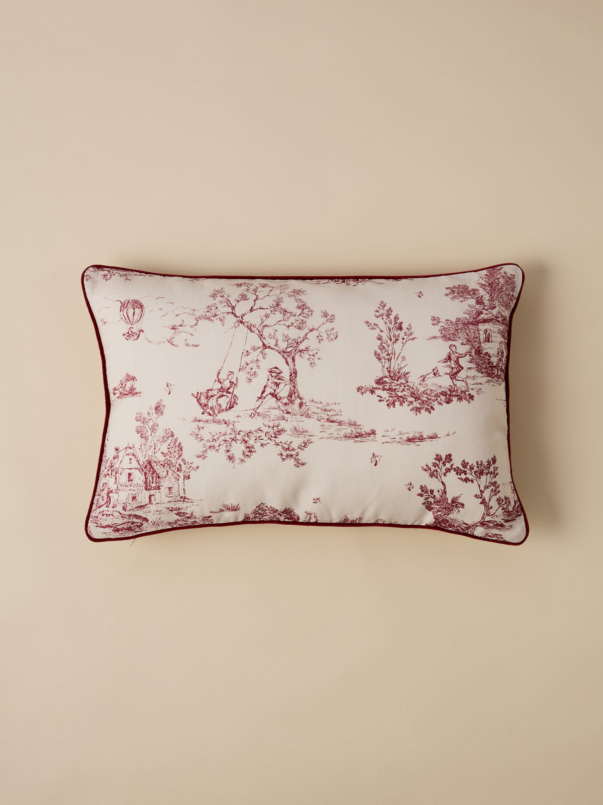 Housse de coussin esprit toile de Jouy