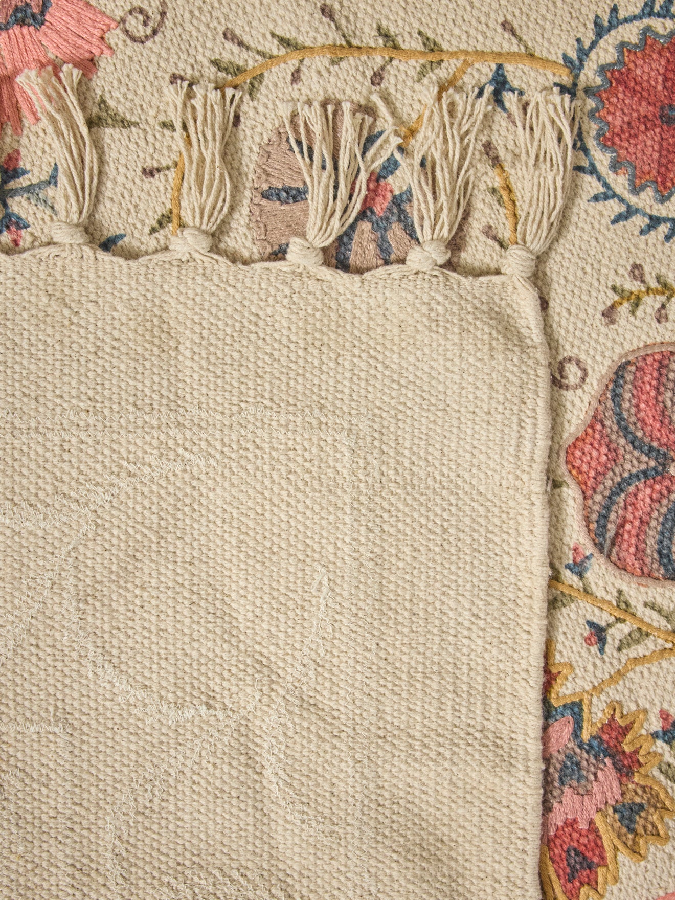 Tapis en coton brodé Flore - XL