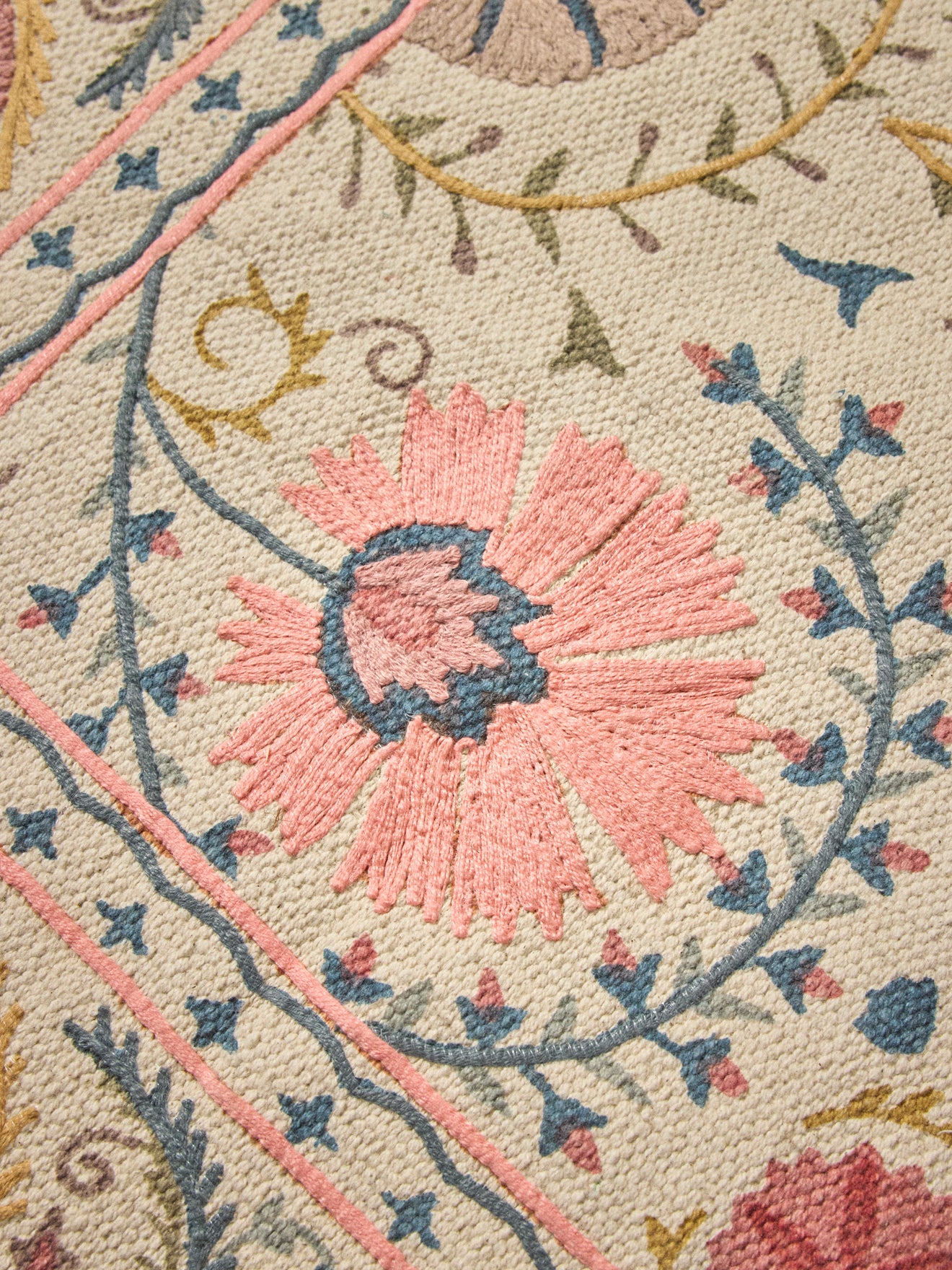 Tapis en coton brodé Flore - XS