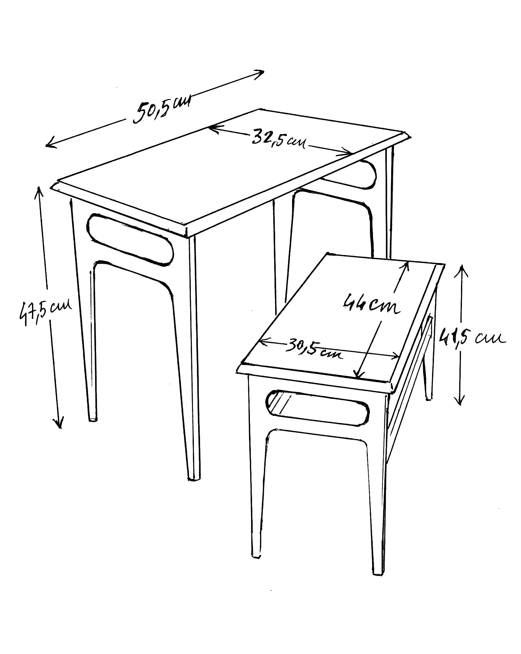Set de 2 tables gigognes Hector- Ligne Mid-Century
