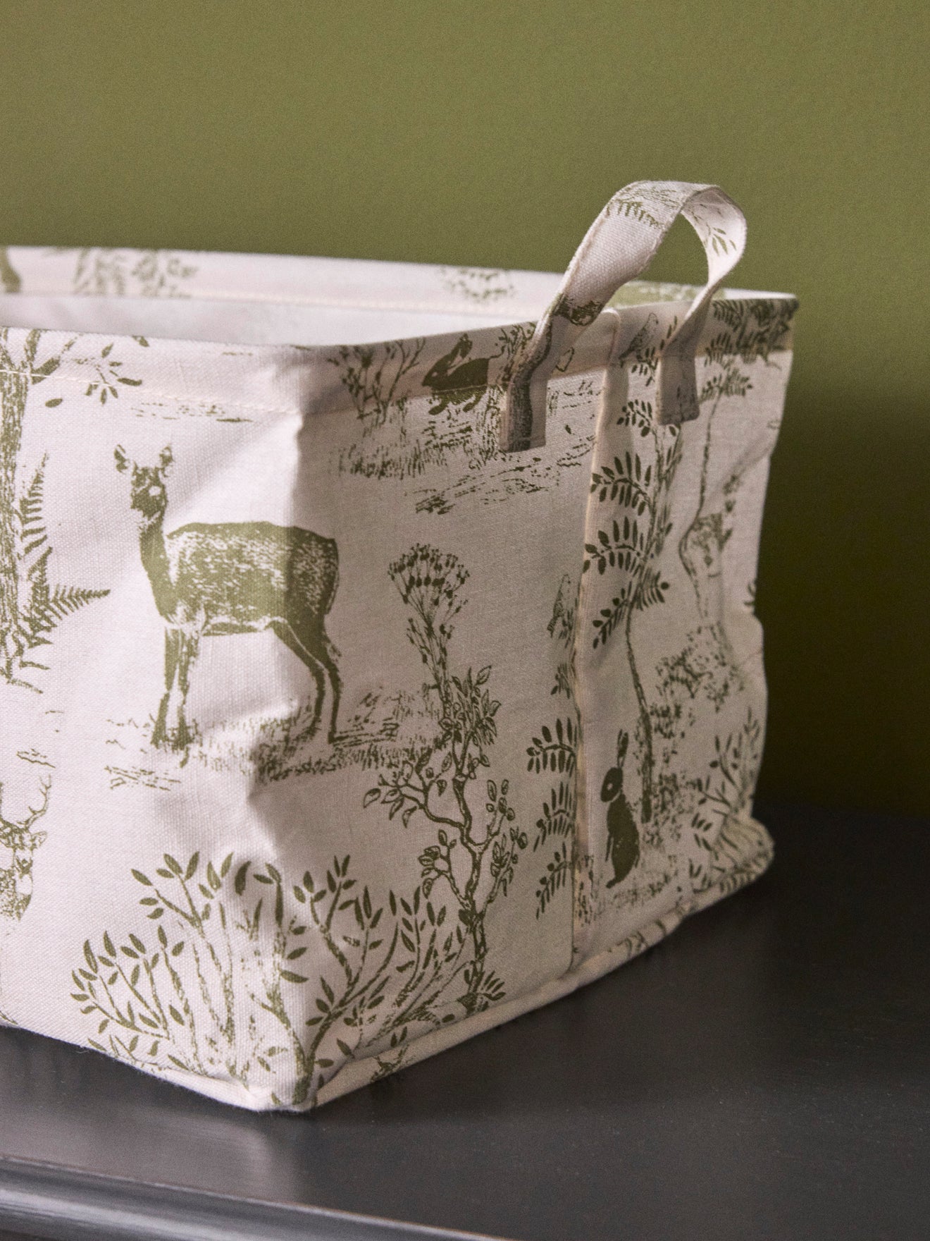 Bac de rangement rectangle esprit toile de Jouy