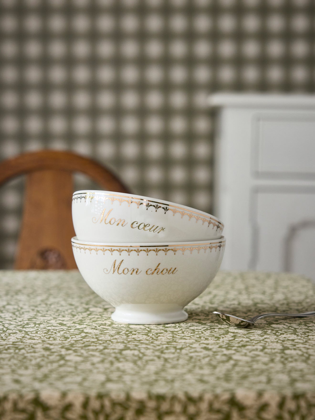 Bol en porcelaine  "Mon coeur" + "Mon chou" par lot de 2