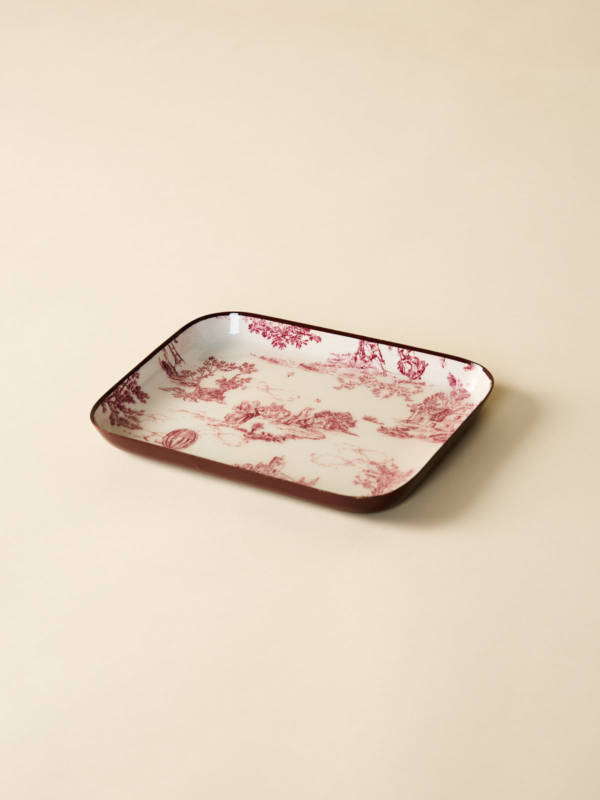 Plateau émaillé esprit toile de Jouy - Petit modèle