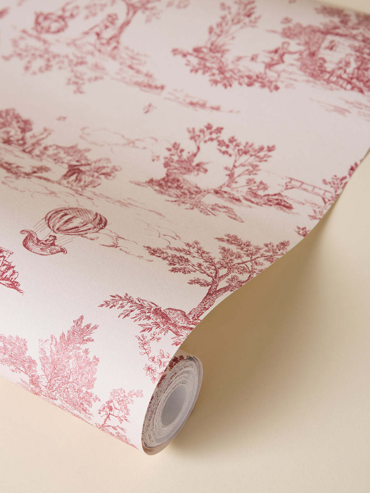 Papier peint écru esprit toile de Jouy