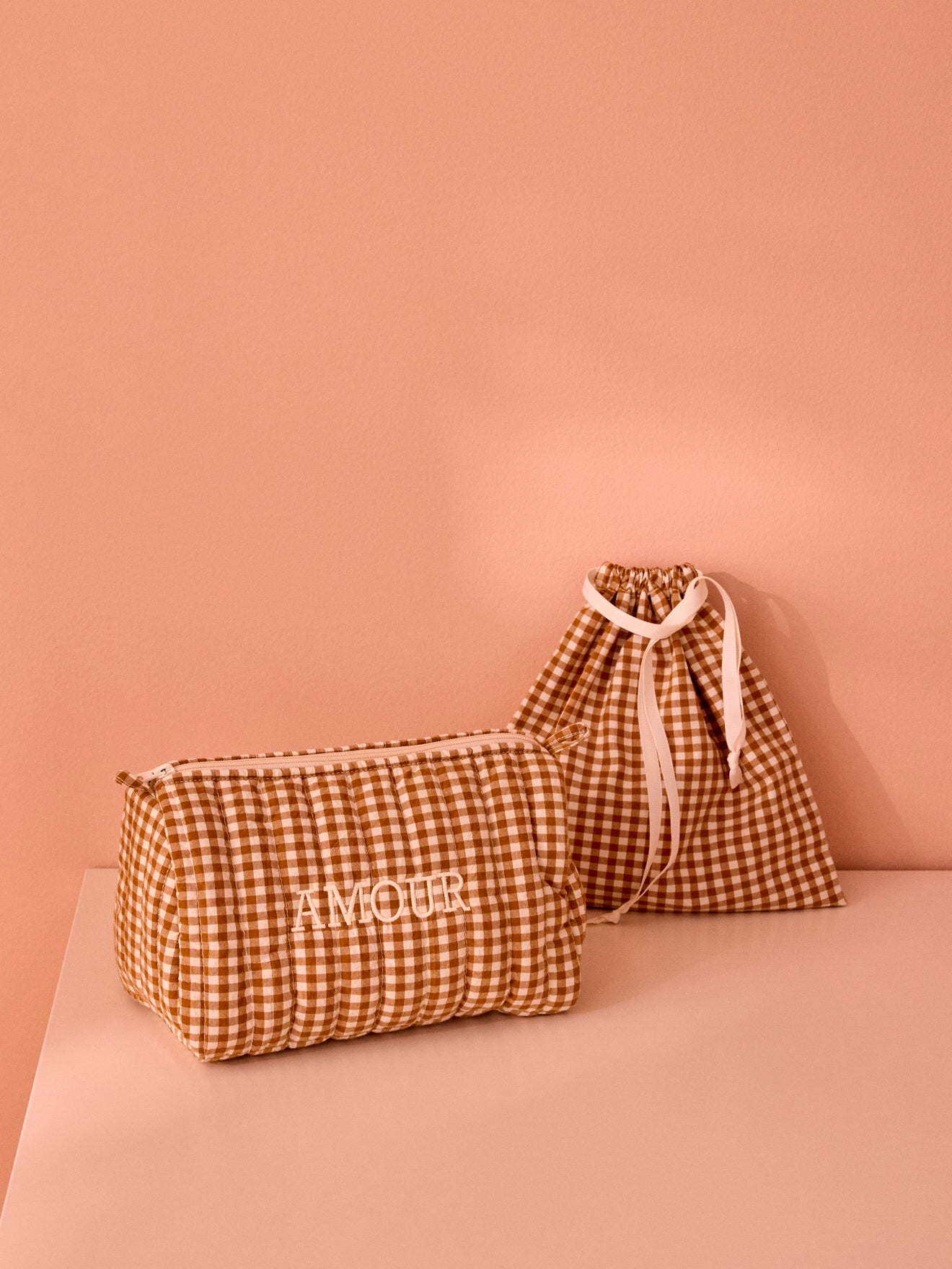 Trousse de toilette en coton vichy