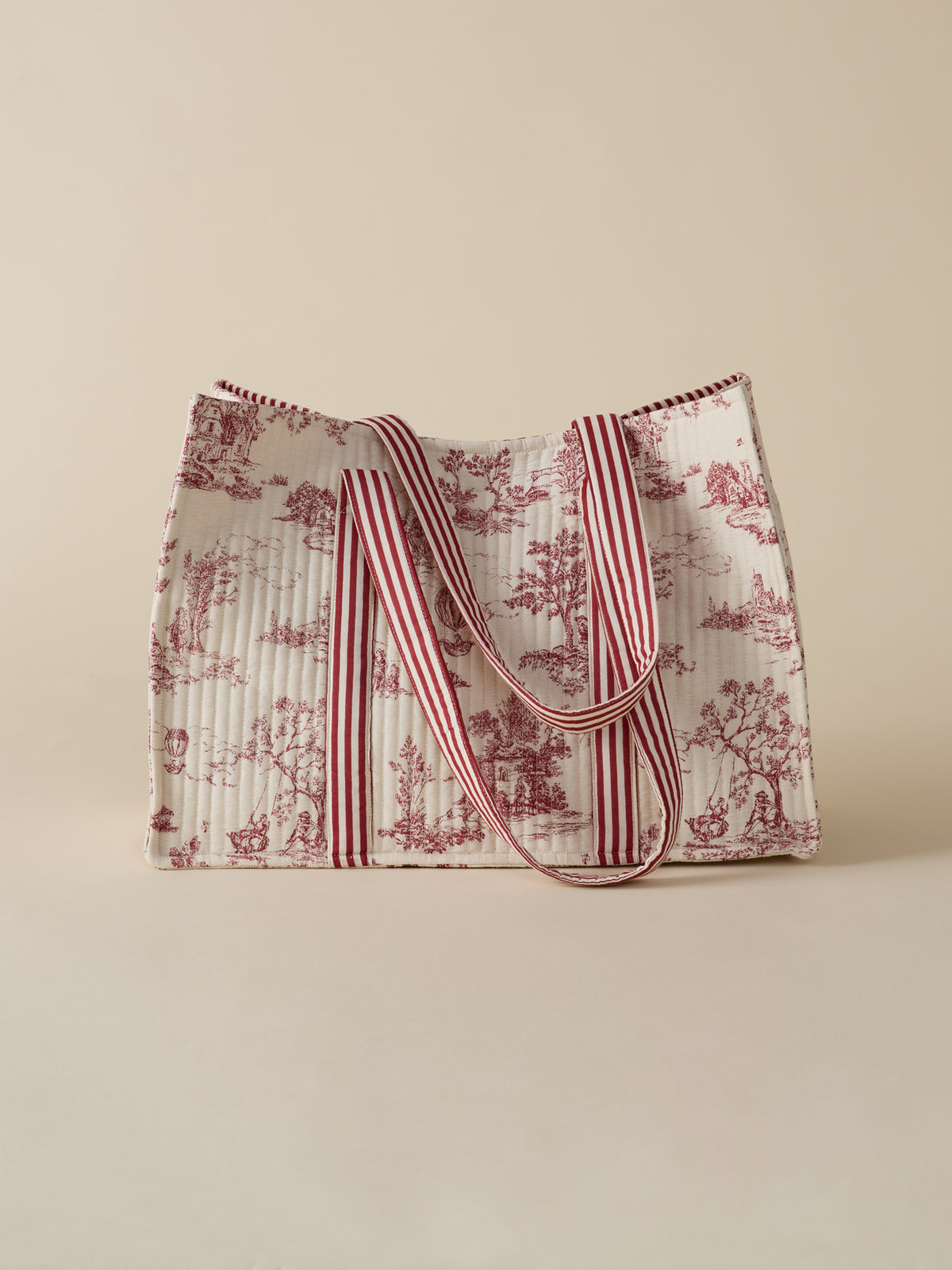 Sac cabas matelassé esprit toile de Jouy