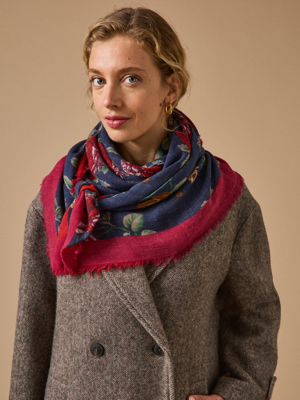 Foulard imprimé en laine femme