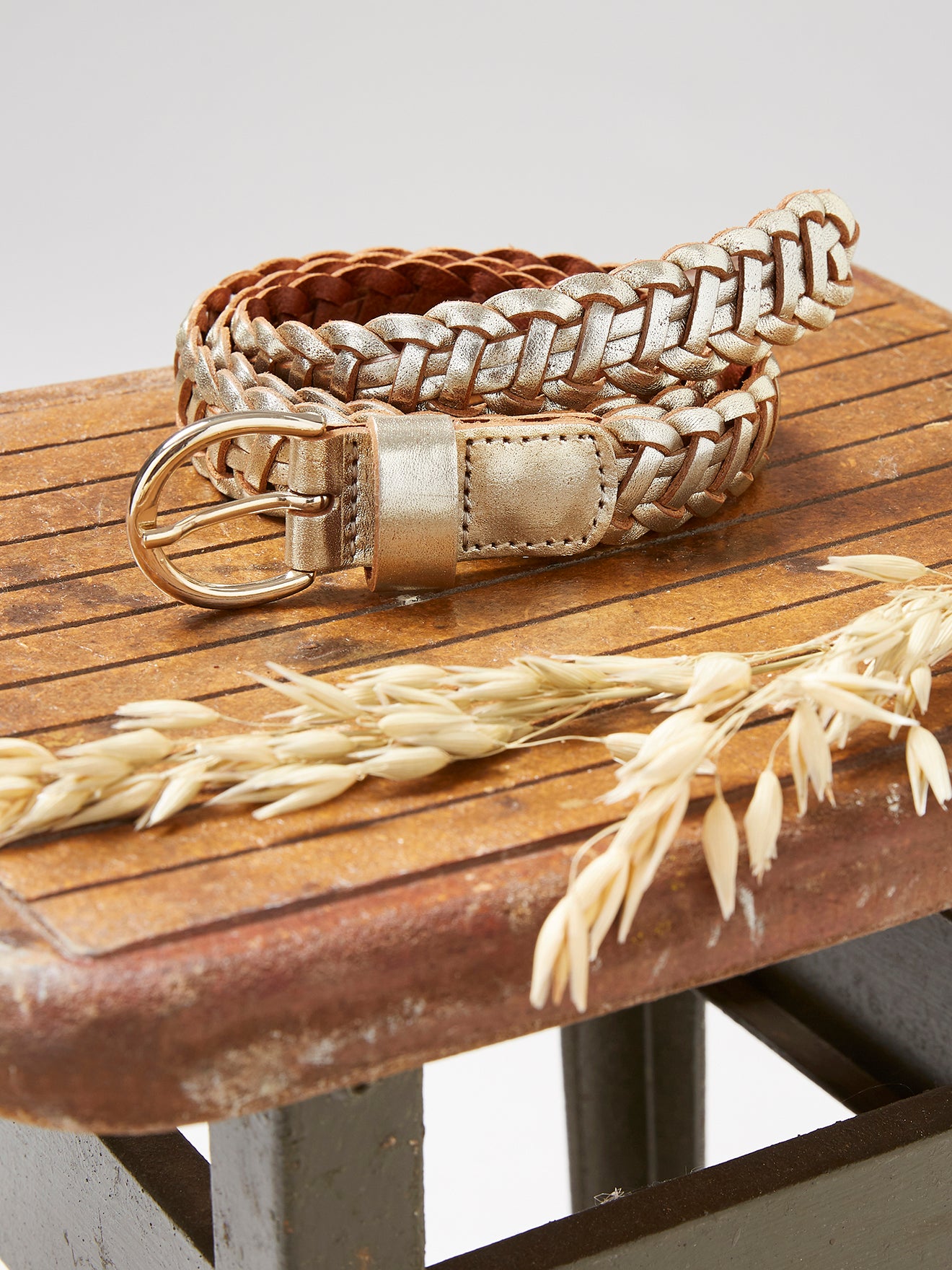 Ceinture tressée femme en cuir