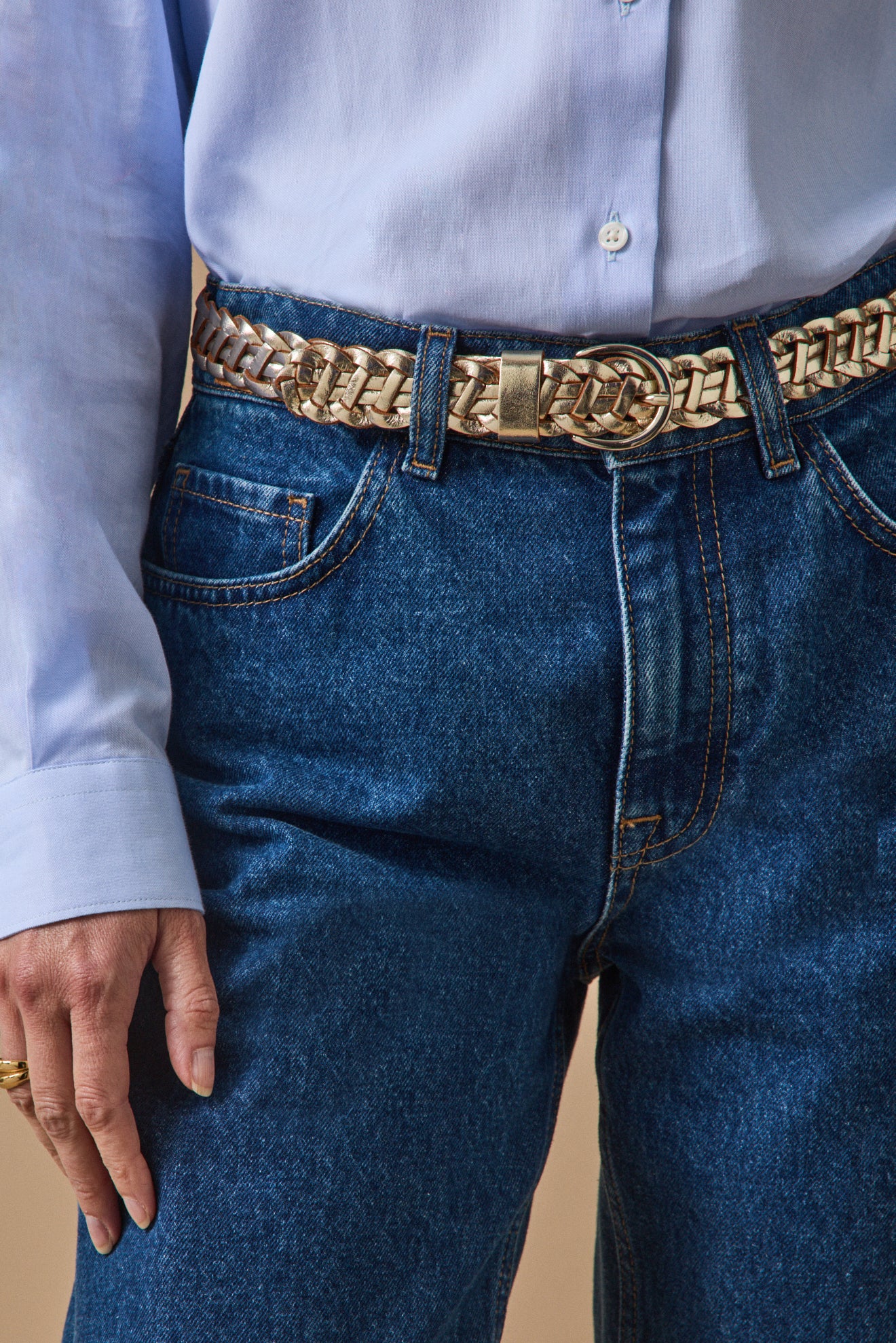 Ceinture tressée femme en cuir