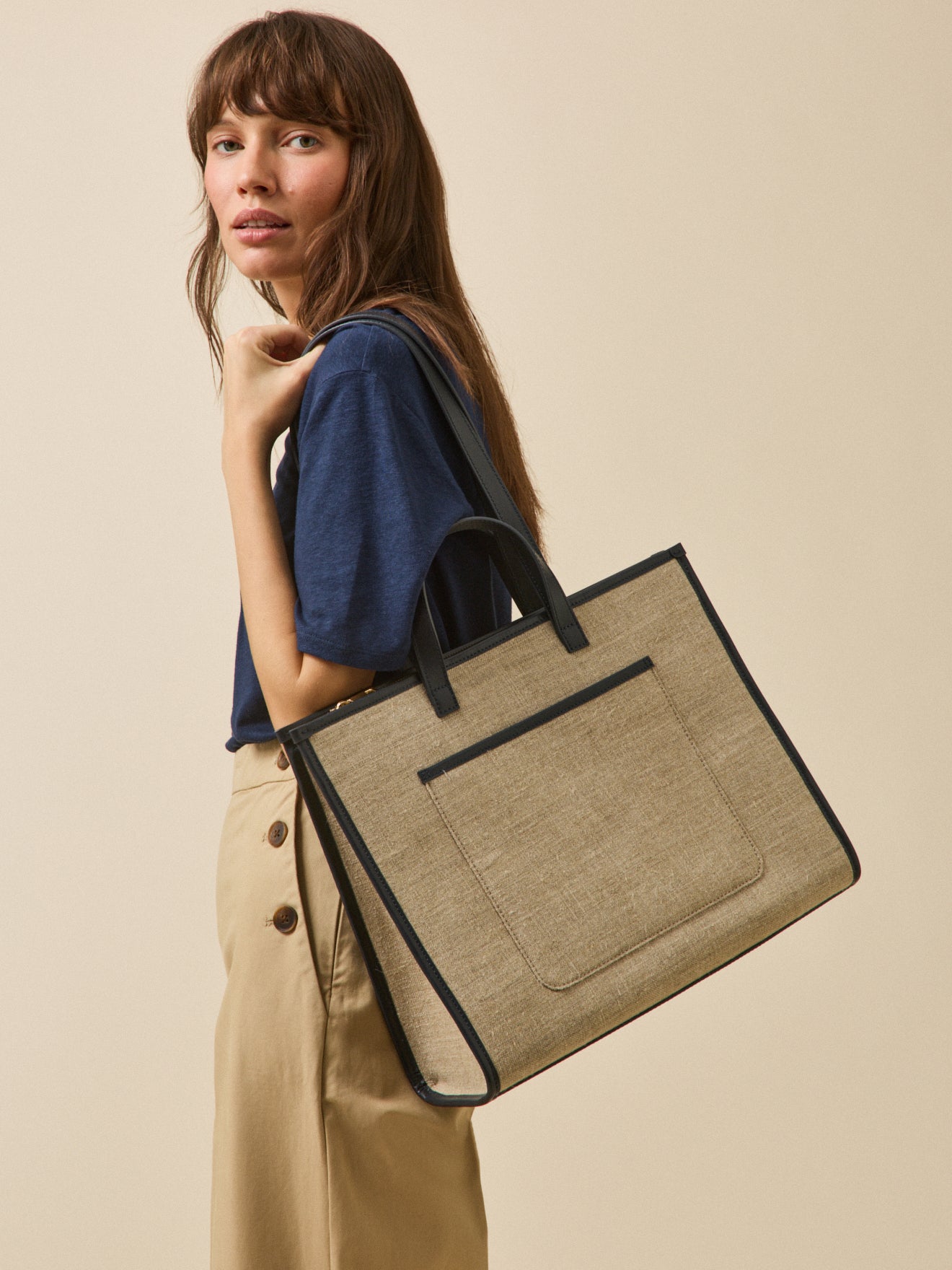 Sac cabas femme bi-matière - Collection Maroquinerie Cyrillus