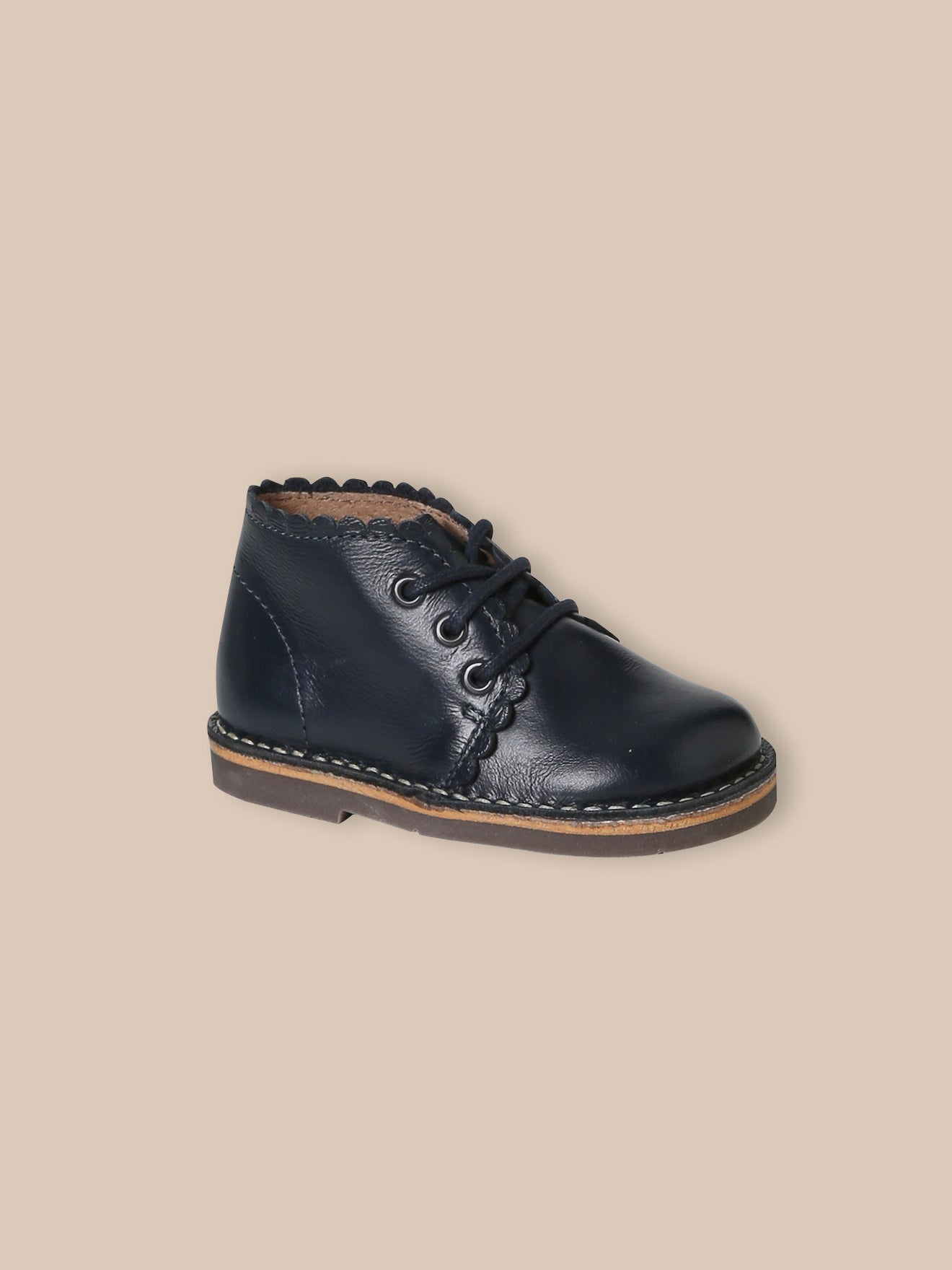 Bottines festonnées en cuir bébé
