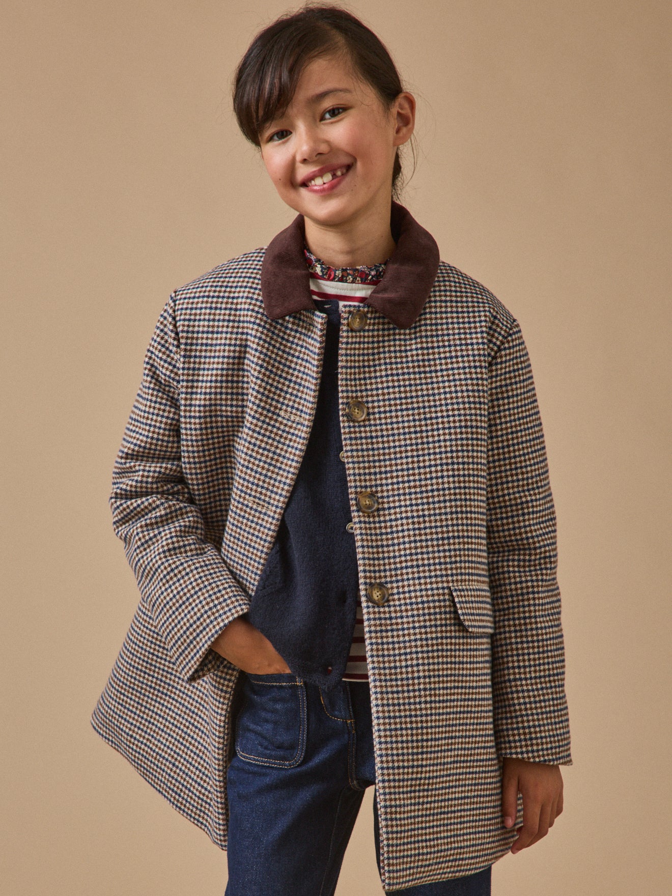 Manteau pied de poule Fille