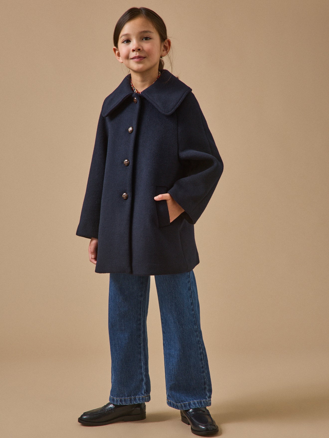 Manteau laine grand col Fille