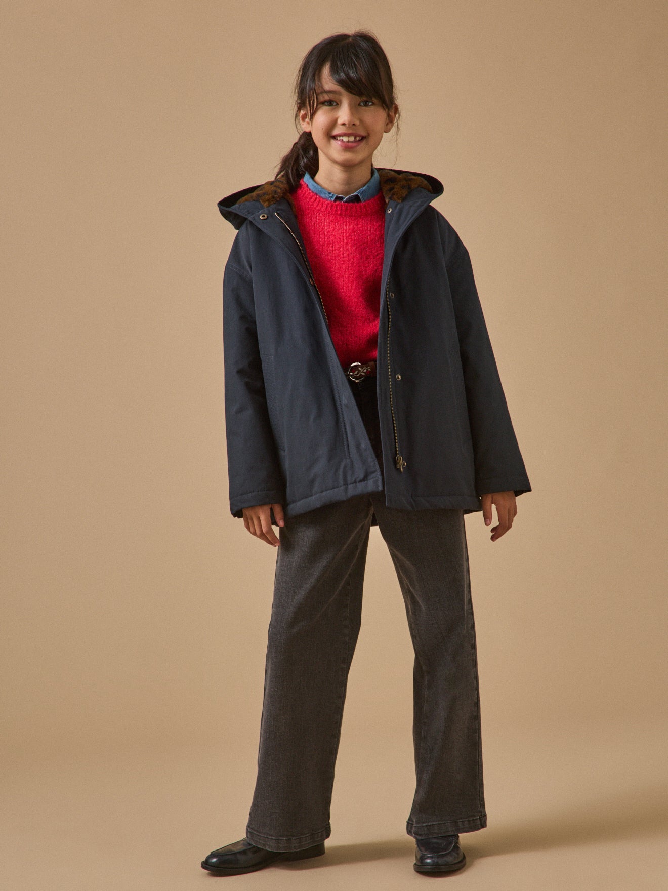 Parka doublée léopard Fille