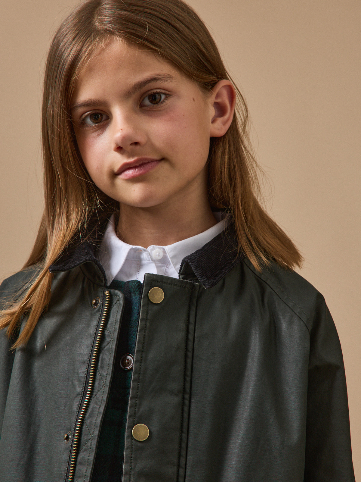 Veste héritage fille en coton enduit