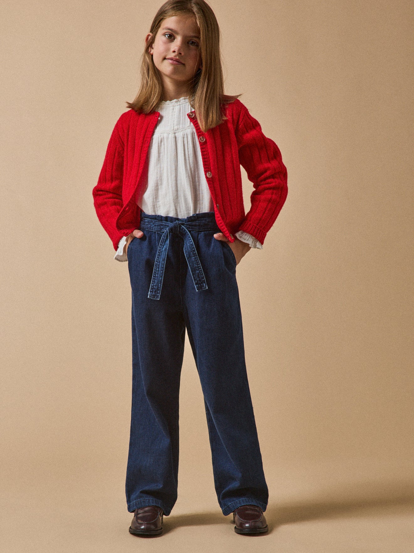 Pantalon large Fille denim light