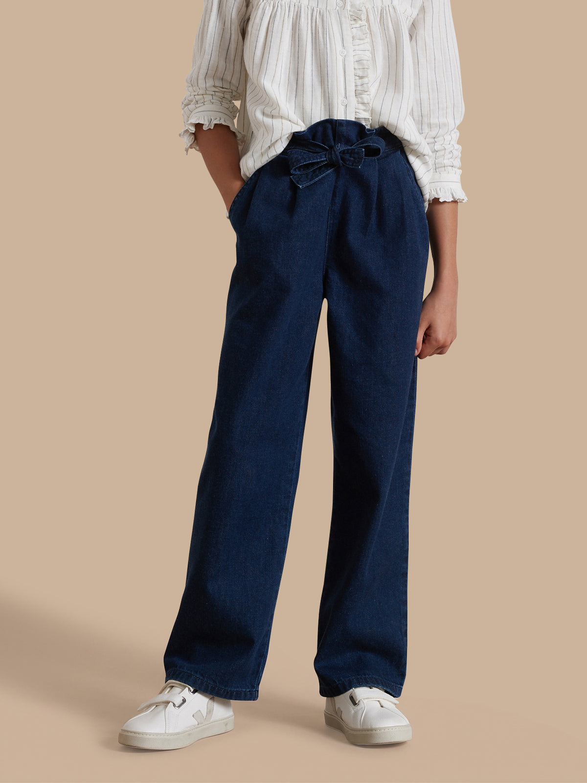 Pantalon large Fille denim light