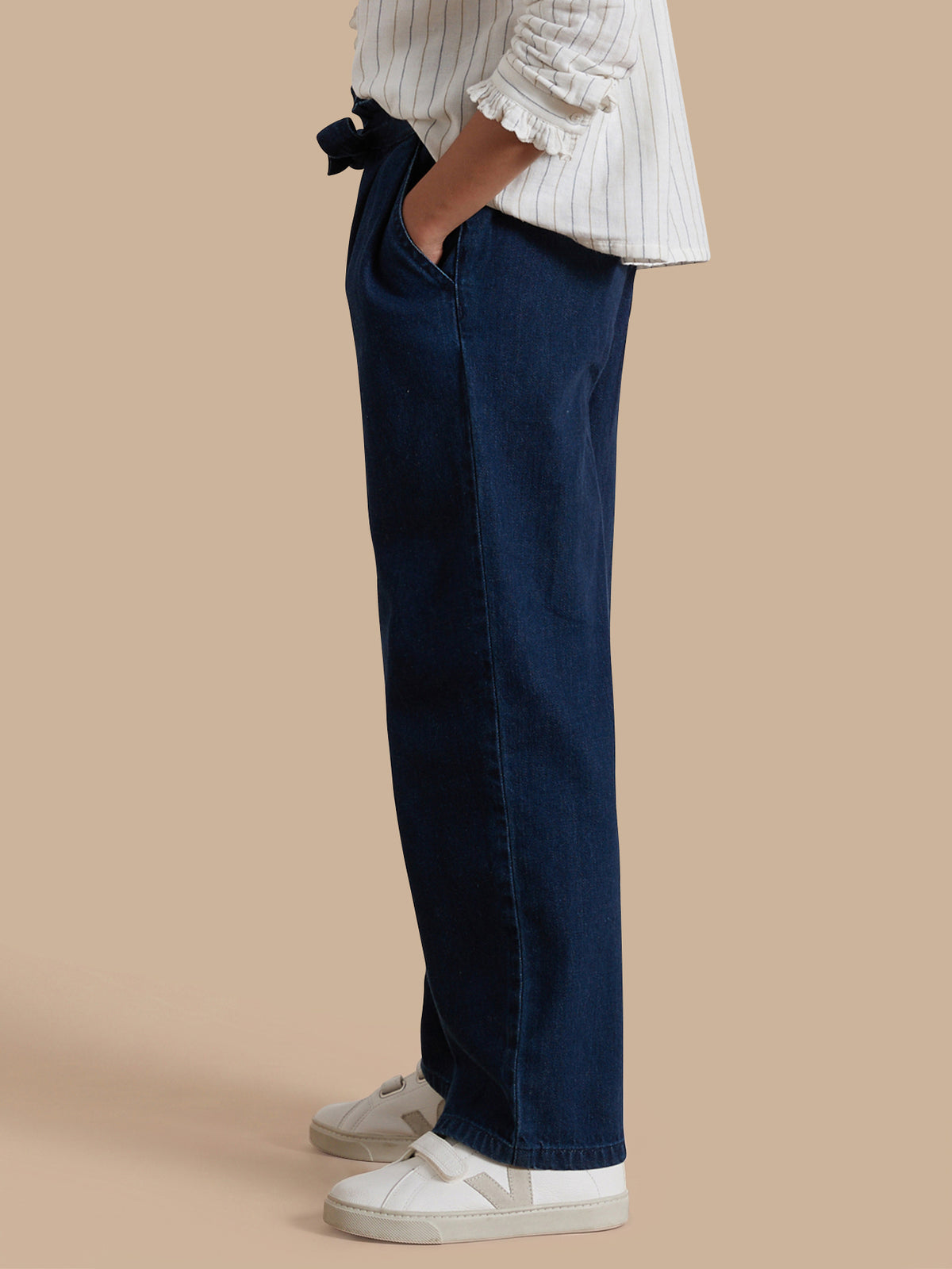 Pantalon large Fille denim light