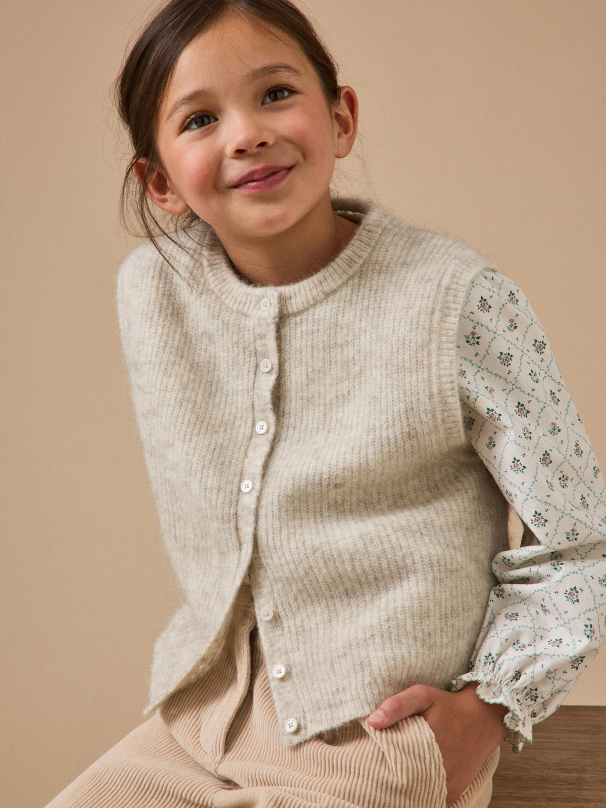 Cardigan sans manches doux Fille