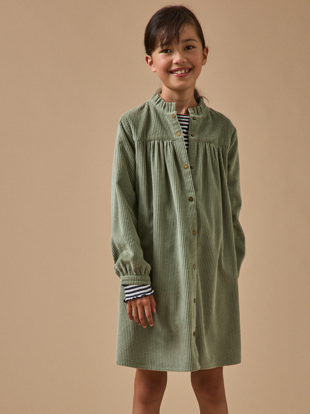 Robe chemise Fille en velours gaufré