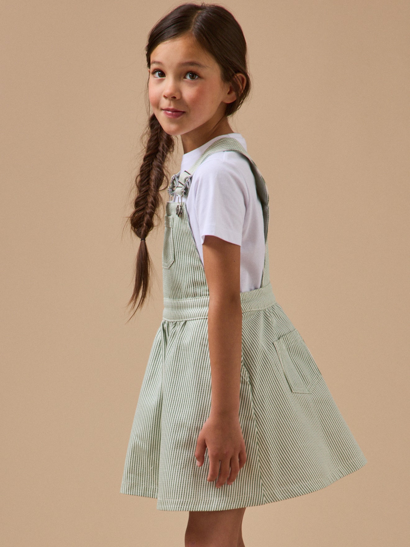 Robe salopette denim rayée Fille