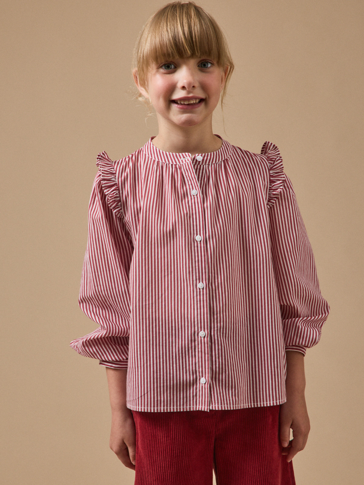 Chemise rayée volantée Fille