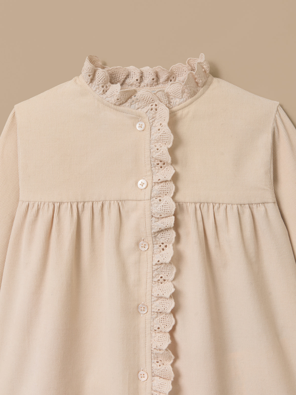 Chemise velours et dentelle Fille
