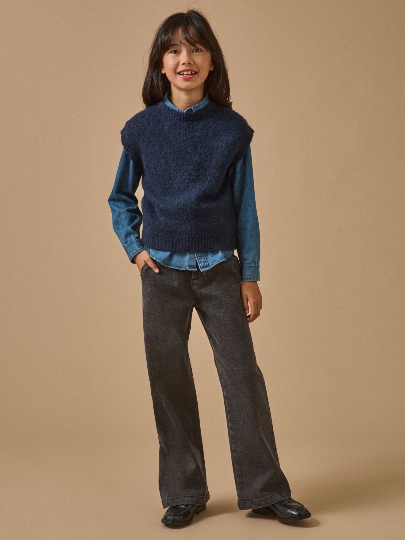 Pull sans manches Fille laine et alpaga