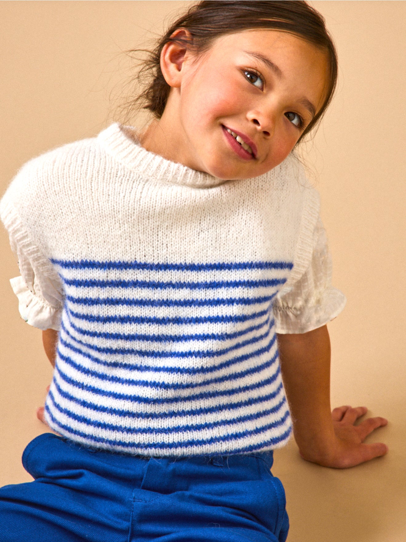 Pull rayé sans manches Fille
