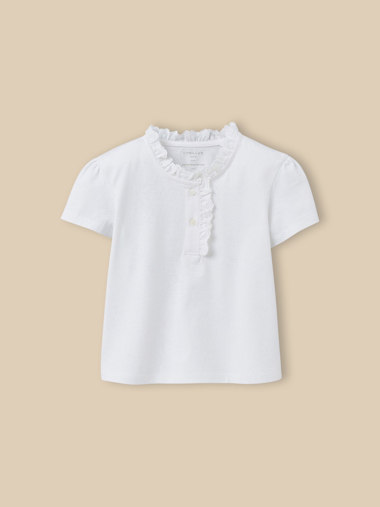 T-shirt Fille à col froufrou - Coton biologique