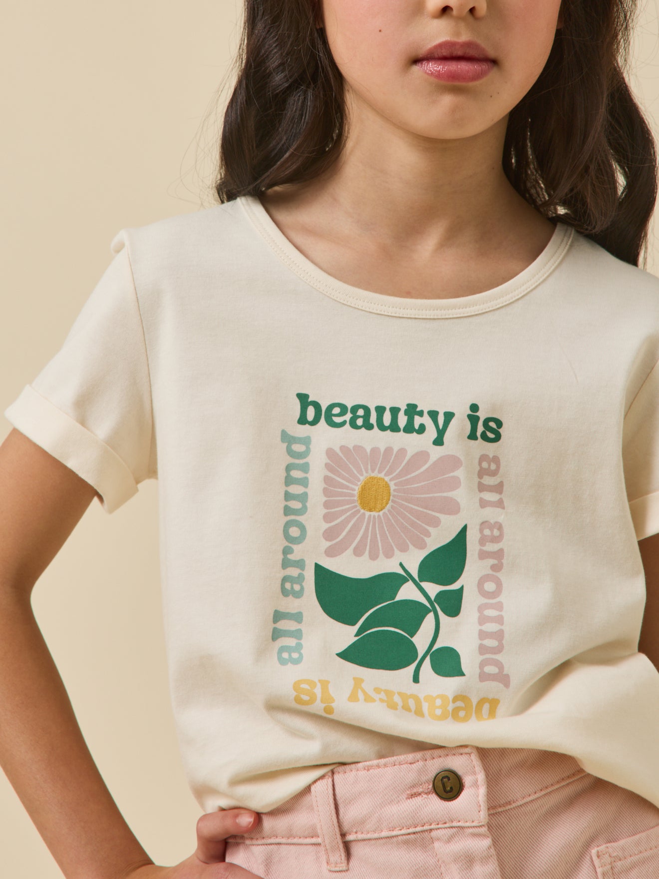 T-shirt fleur Fille - Coton Biologique