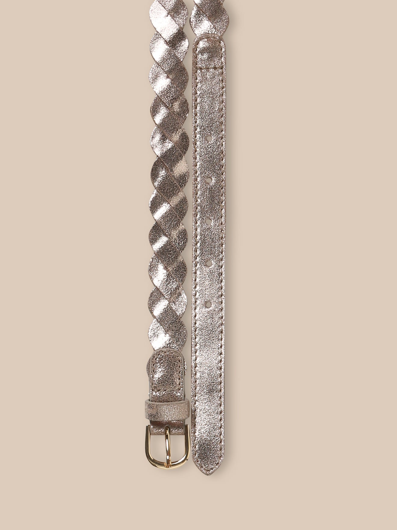 Ceinture en cuir tressé et irisé Fille
