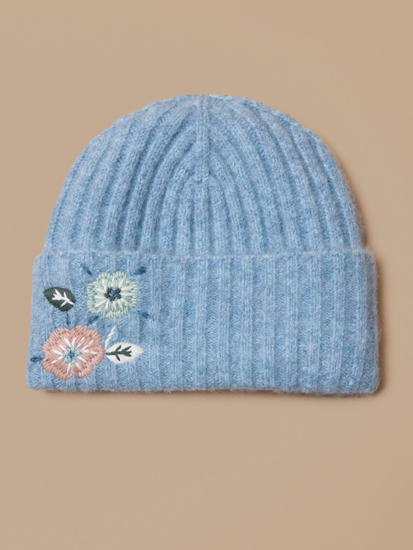 Bonnet brodé maille côtelée fille