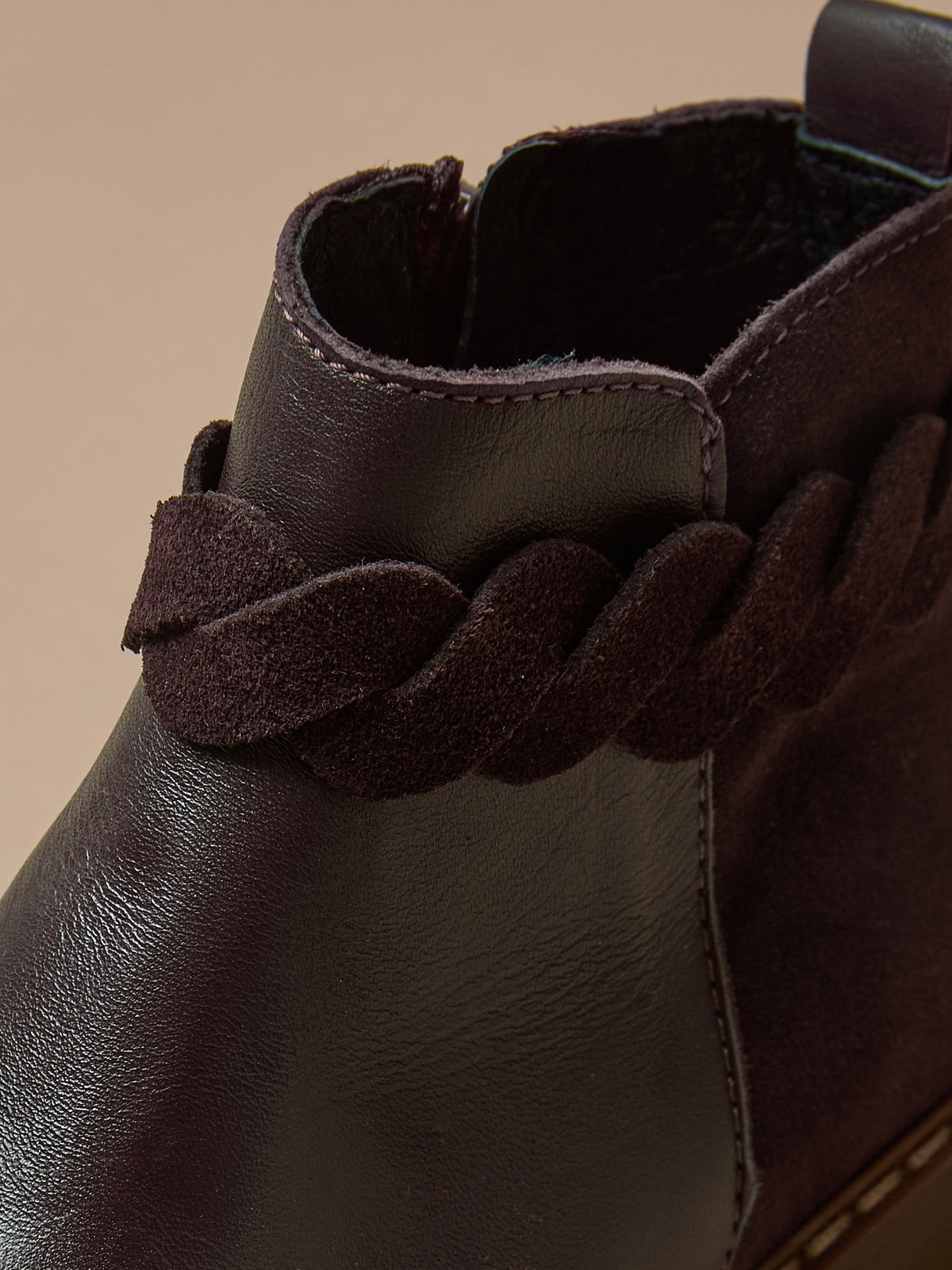 Boots tresse en cuir Fille