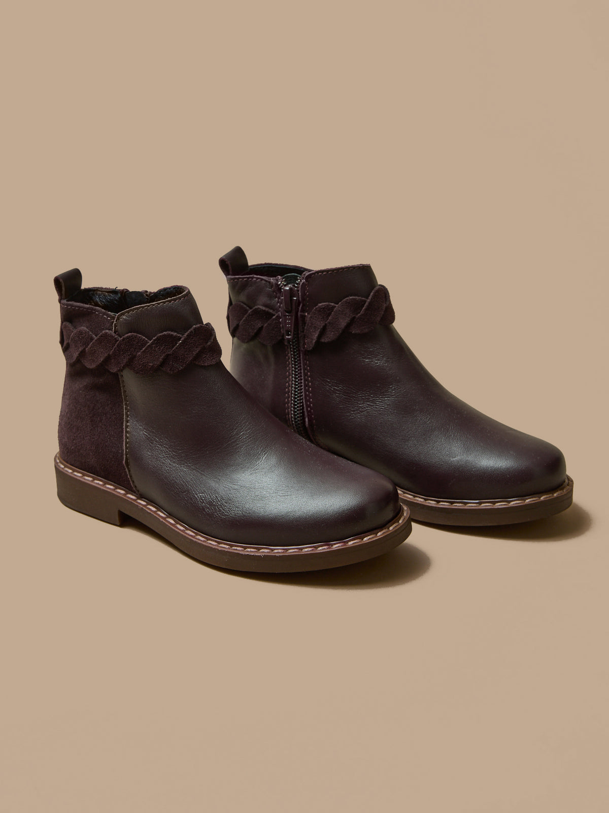 Boots tresse en cuir Fille