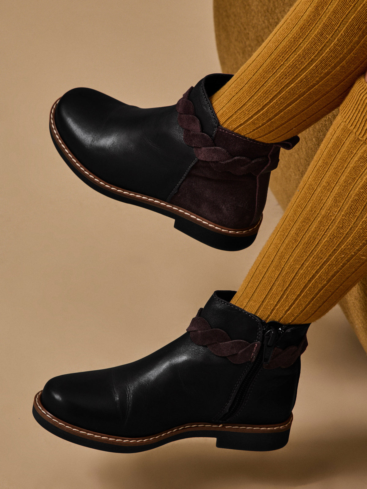 Boots tresse en cuir Fille