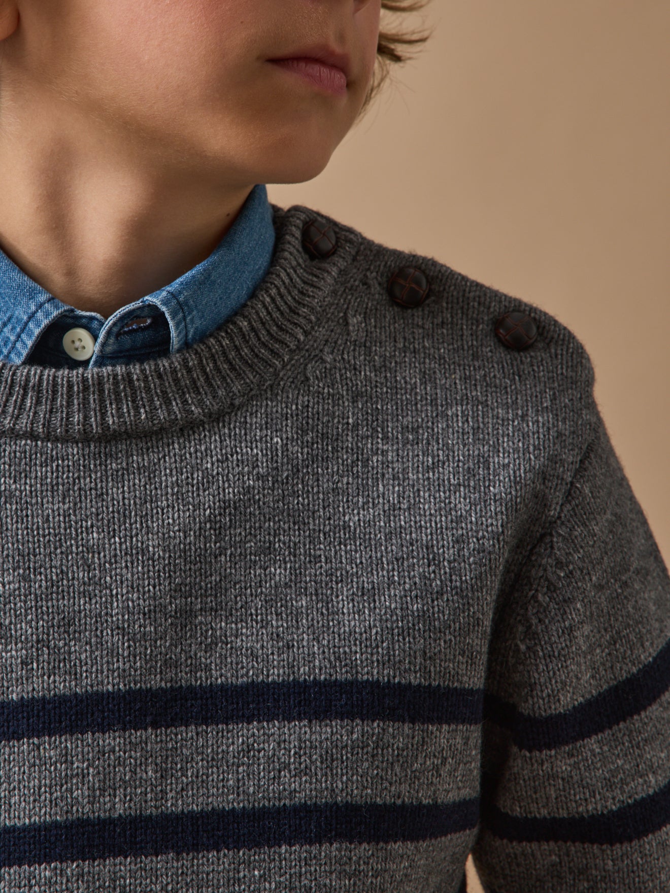 Pull marinière Garçon en laine majoritaire