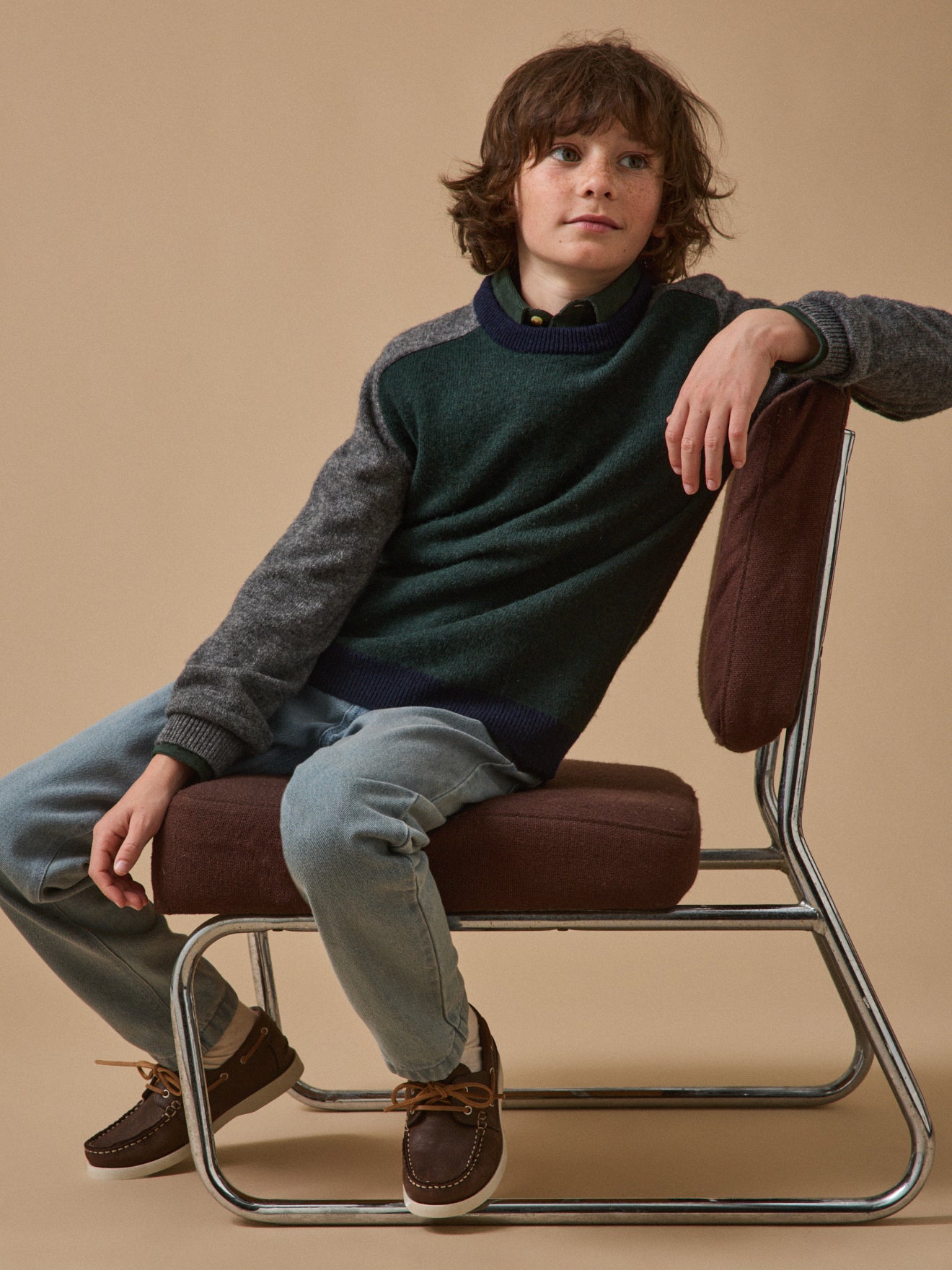 Pull colorblock en laine Garçon
