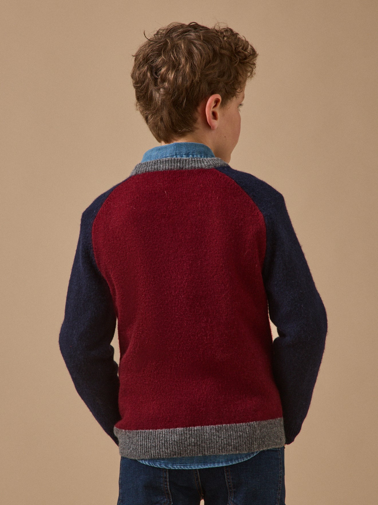 Pull colorblock en laine Garçon
