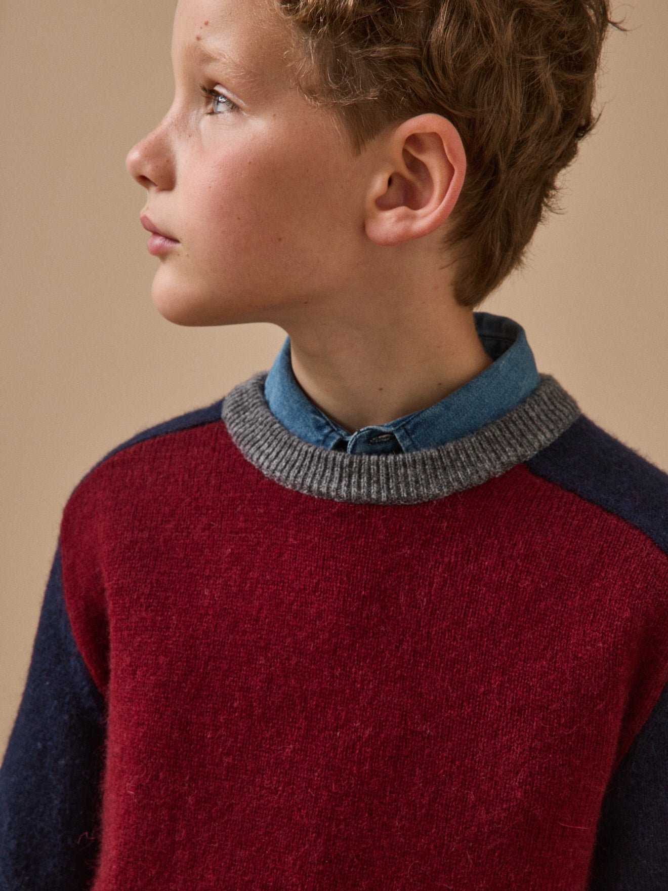 Pull colorblock en laine Garçon