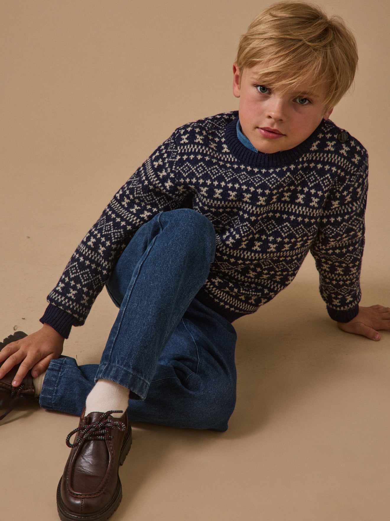 Pull jacquard avec laine Garçon