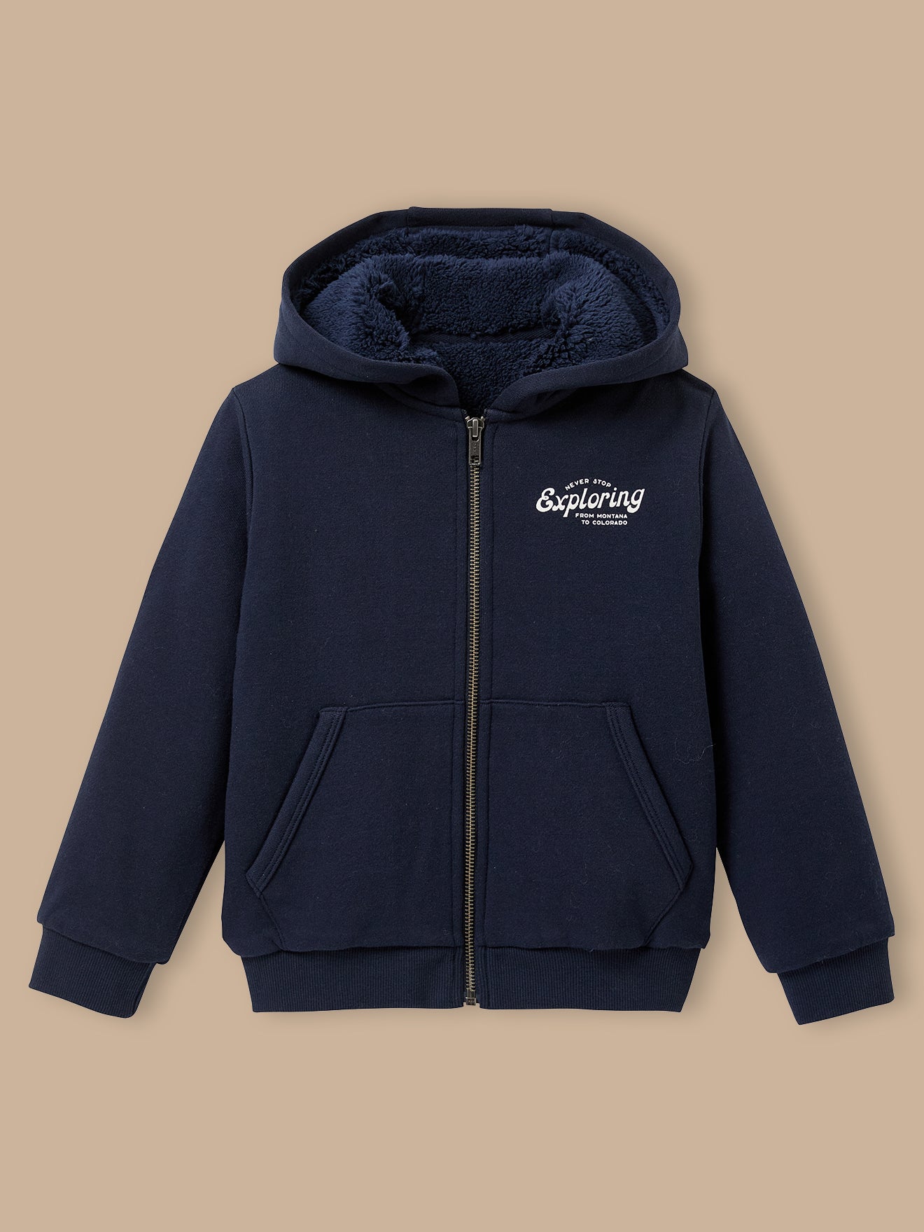 Sweat zippé doublé sherpa Garçon